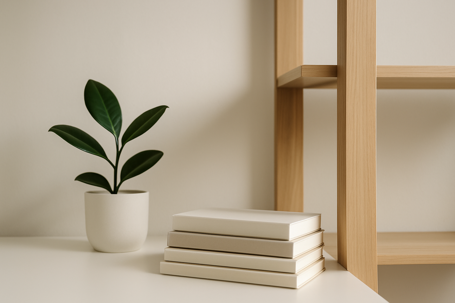 Person sitzt entspannt in minimalistisch eingerichtetem Wohnzimmer mit wenigen ausgewählten Möbeln